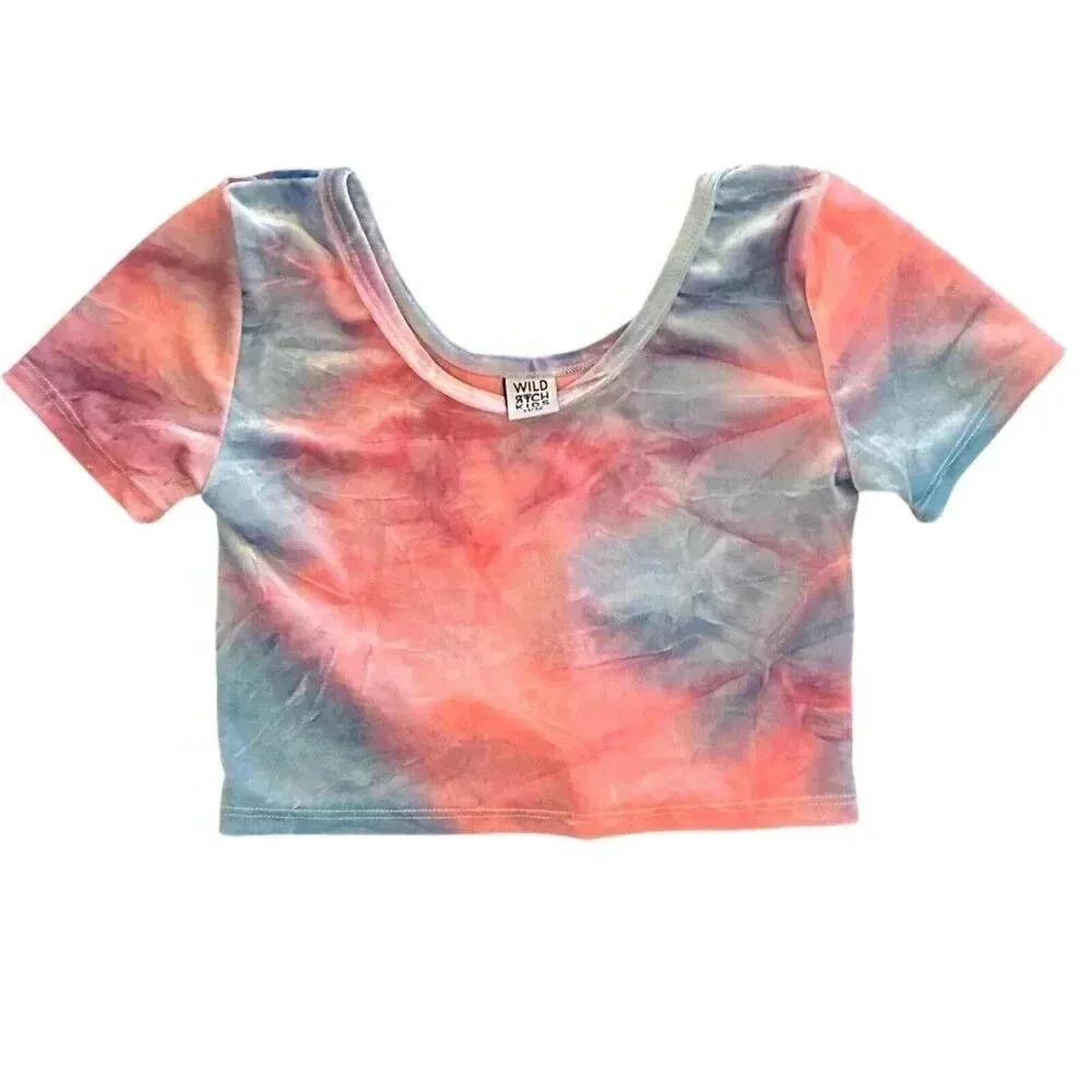 Wild Rich Kids Crop Top Girls size 11/12 pink purple crushed velvet